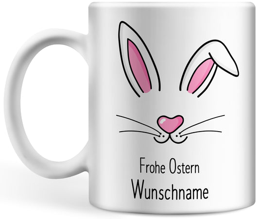 Tasse personalisiert mit Namen, Frohe Ostern Wunschname, Ostergeschenk für Kinder Männer Frauen Kollegen Geschenkidee zu Ostern