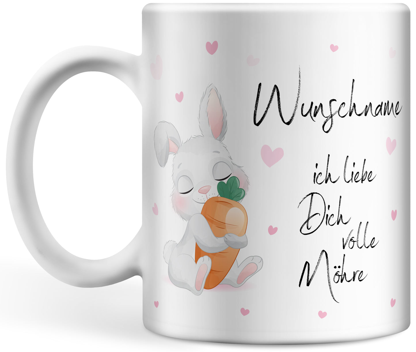 Tasse personalisiert mit Namen, Wunschname ich liebe dich volle Möhre, Ostergeschenk für Männer und Frauen